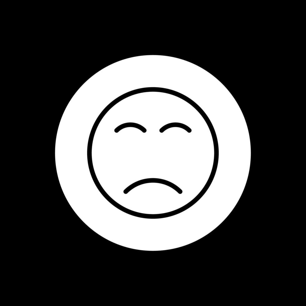 triste cara glifo invertido icono diseño vector