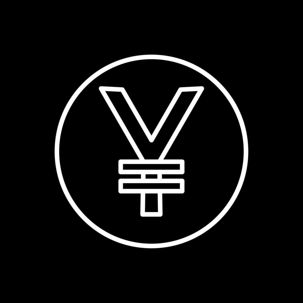 Yen Coin Line Inverted Icon Design vector