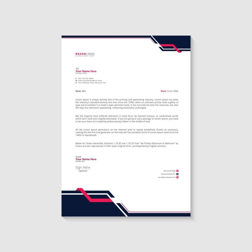 Business letterhead design template vector