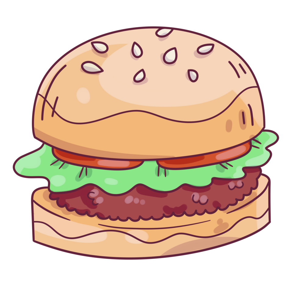 Cartoon Fast Food Meal Hamburger png