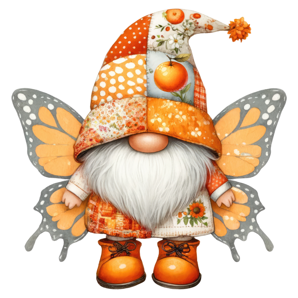 Garden Gnome with Oranges Illustration. png