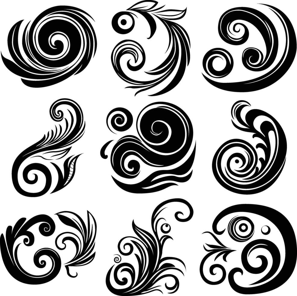 Graphic Design Assets Set of Curlicues and Flourishes vector