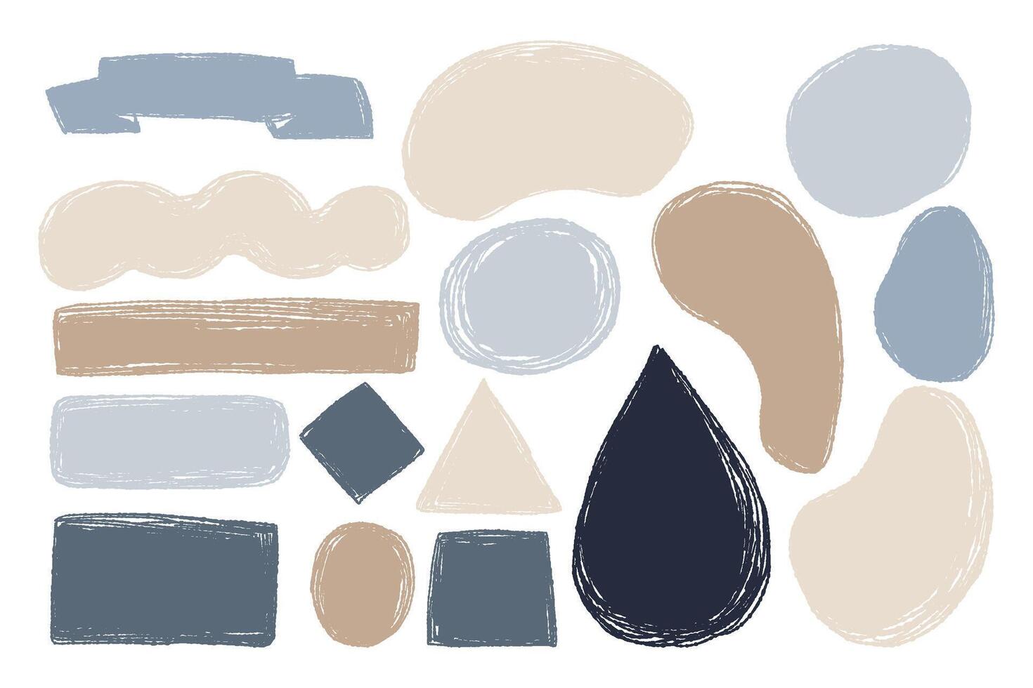 Texture drawings scribbles. Curved chalk shapes and geometric figures. isolated elements vector