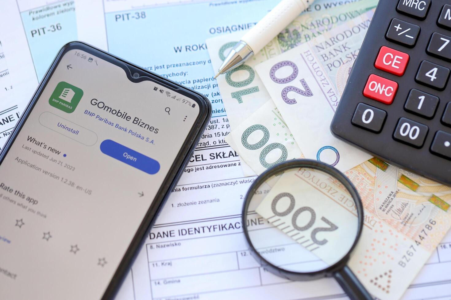 TERNOPIL, UKRAINE - AUGUST 3, 2023 BNP Paribas application on screen on modern smartphone. Official app of famous polish bank photo