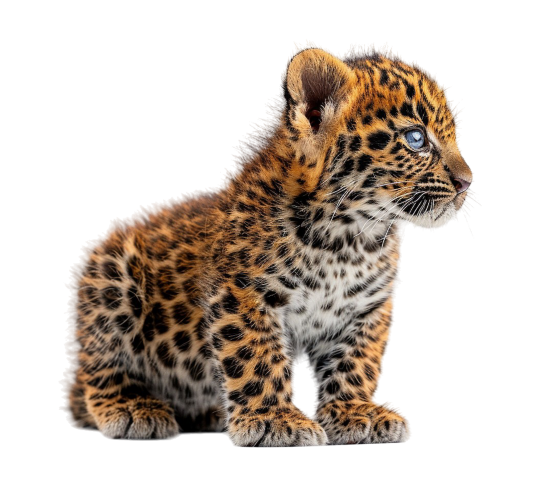 retrato do uma bebê leopardo com uma transparente fundo, gerado ai png