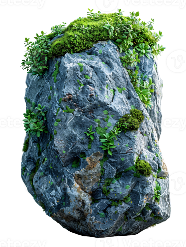 A large rock with moss growing on it png
