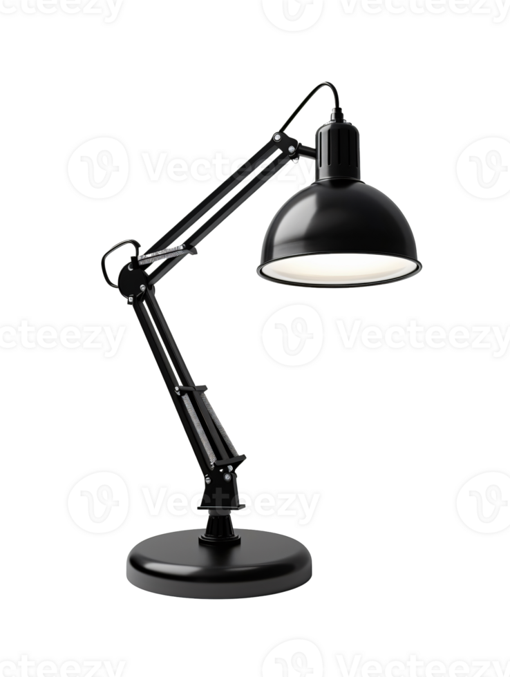 A lamp with a white shade and a black base. Isolated on a transparent background. png