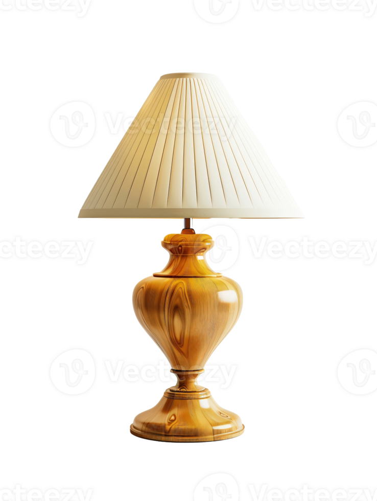 A lamp with a yellow shade is lit up. Isolated on a transparent background. png