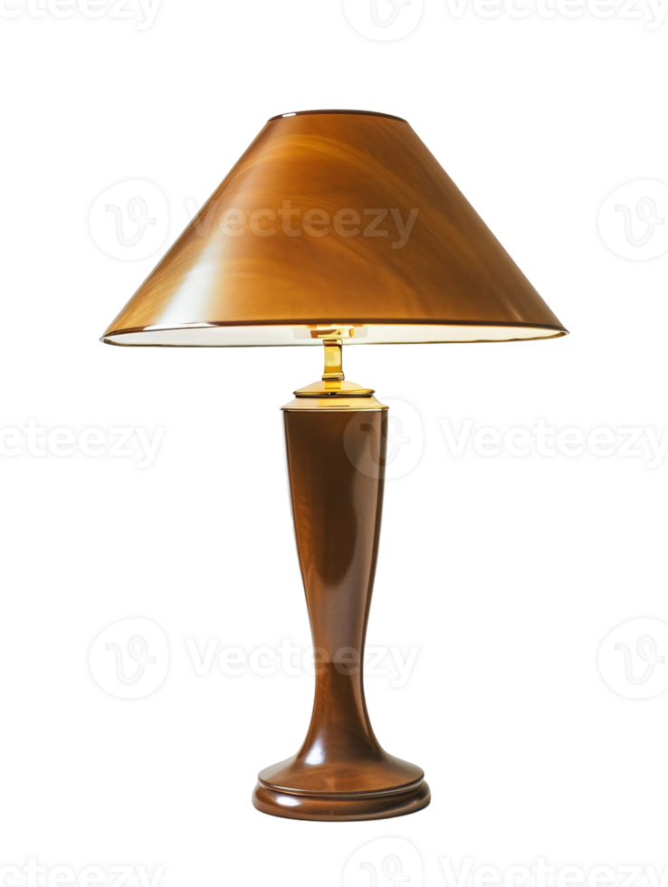 A lamp with a yellow shade is lit up. Isolated on a transparent background. png