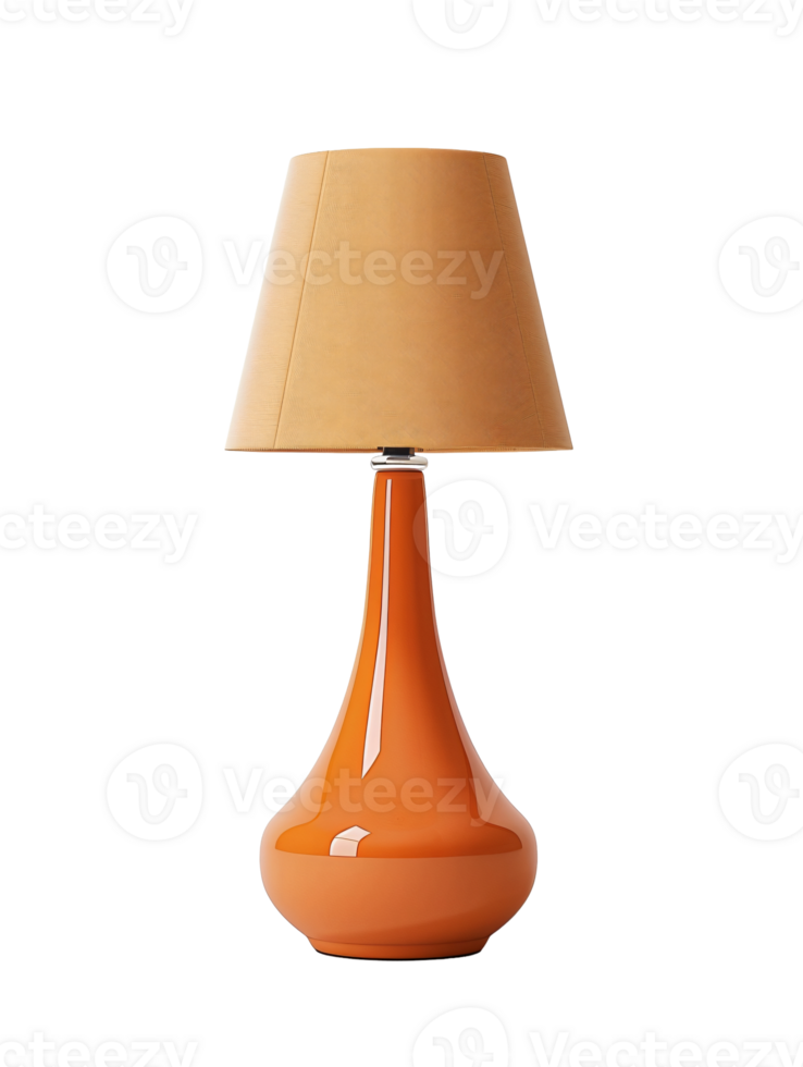 A lamp with a yellow shade is lit up. Isolated on a transparent background. png