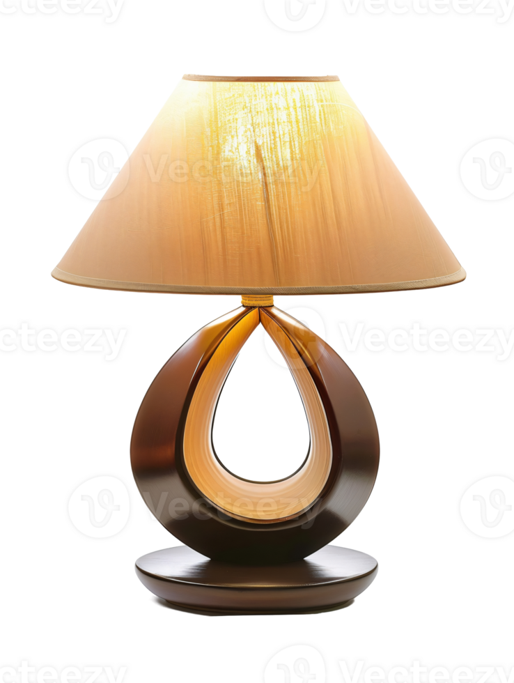 A lamp with a yellow shade is lit up. Isolated on a transparent background. png