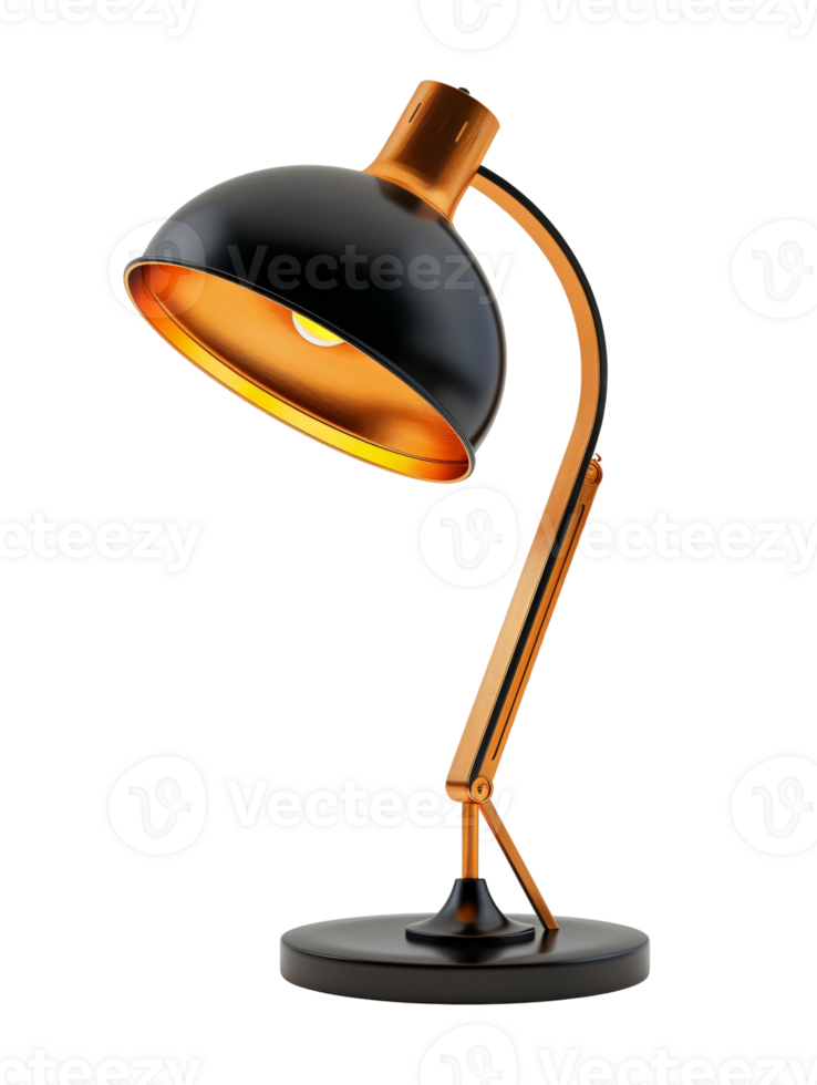 en lampa med en vit skugga och en svart bas. isolerat på en transparent bakgrund. png