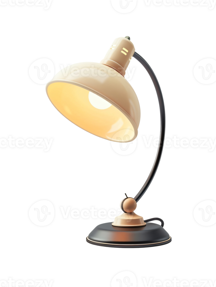 A lamp with a white shade and a black base. Isolated on a transparent background. png