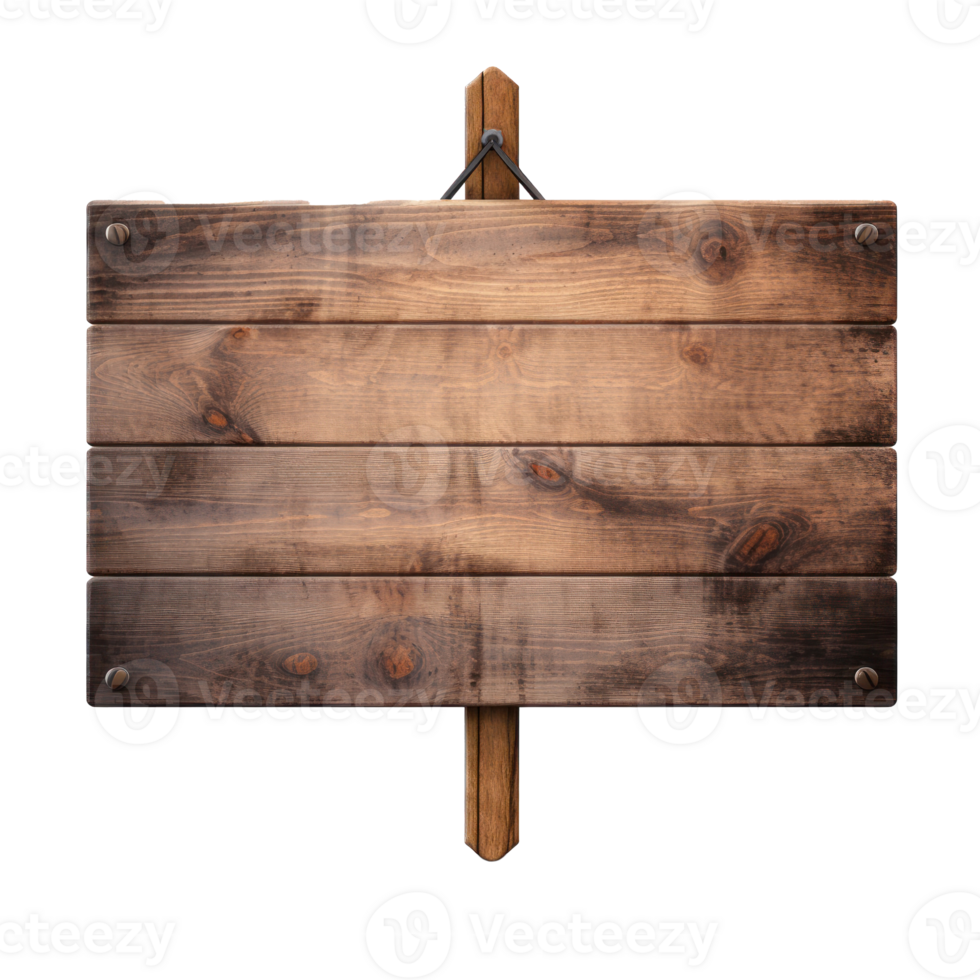 Hanging Wooden Sign Plank. Blank Vintage Wooden Signboard. Rustic Information Sign. png