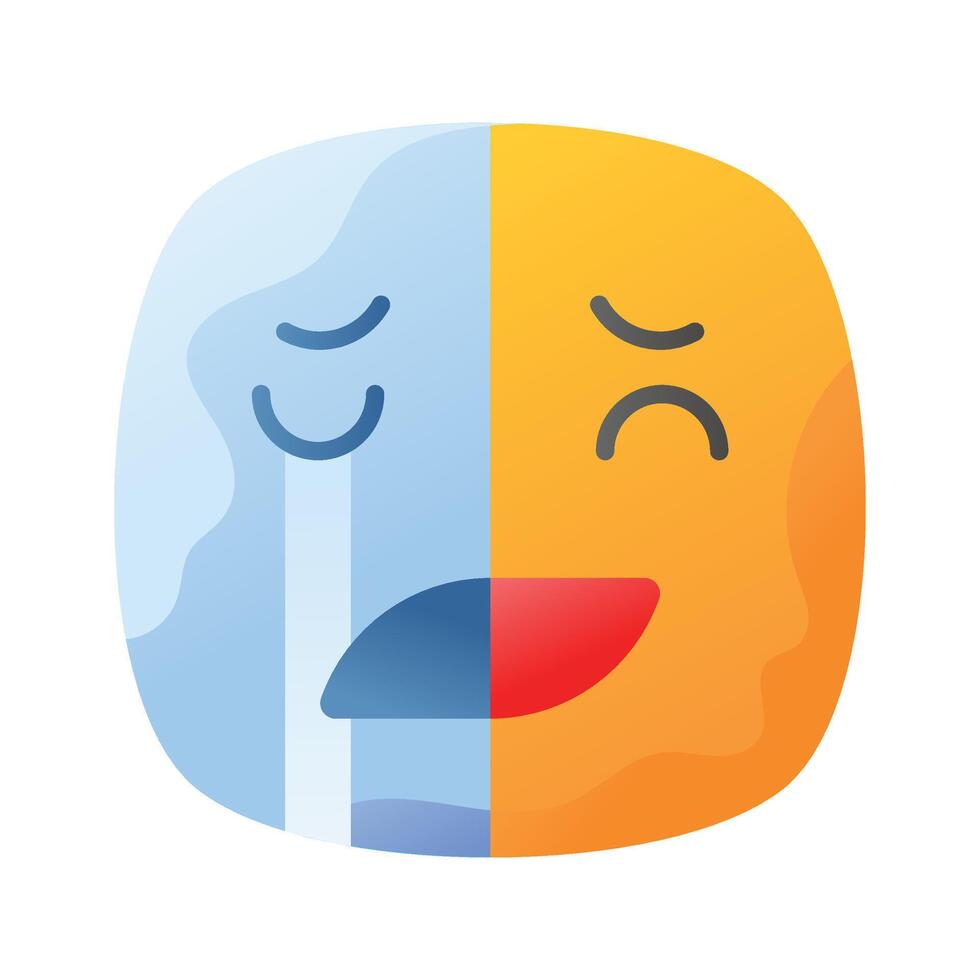 Happy sad feelings emoji icon, ready to use design vector