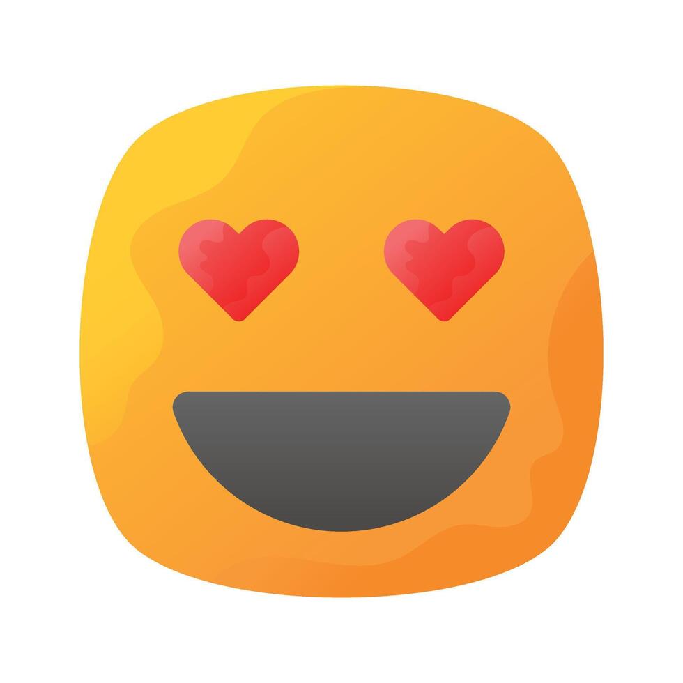 Happy face with heart symbols on eyes, concept icon of in love emoji vector