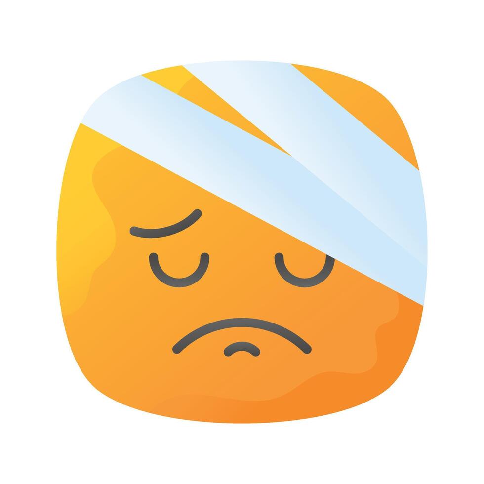 un increíble icono de dolor emojis, herido, triste, expresiones vector