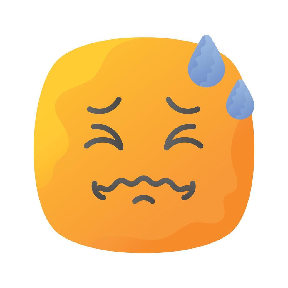 Painful expression, trendy icon of pain emoji, editable vector