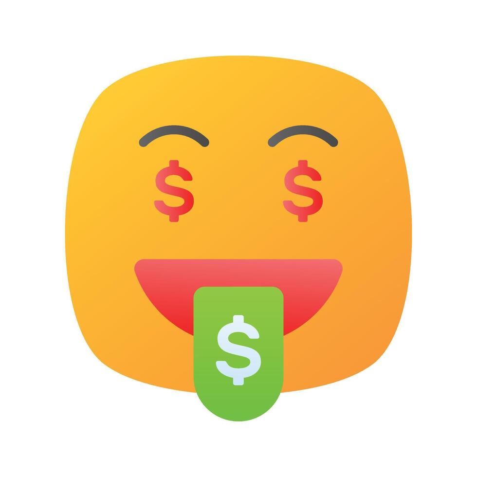 Rich emoji design, greedy expressions, dollar sign on tongue vector