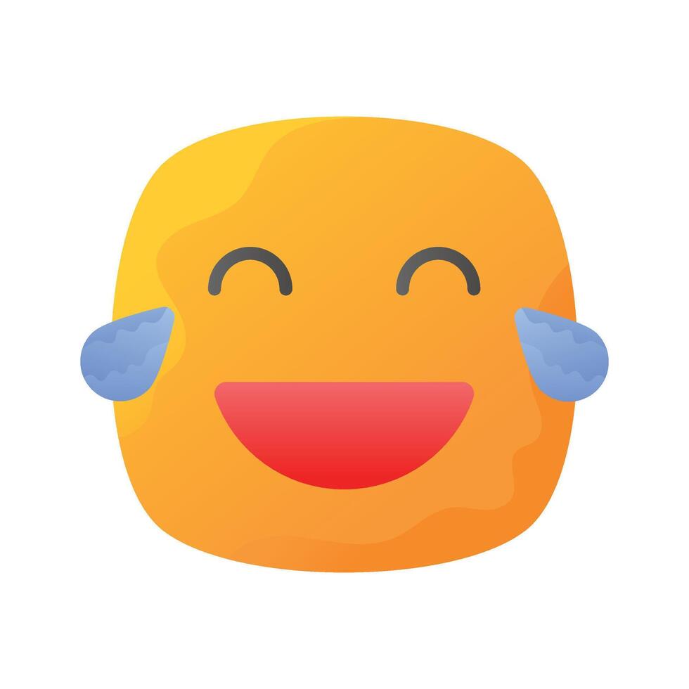 An edible icon of laughing emoji, easy to use and download vector