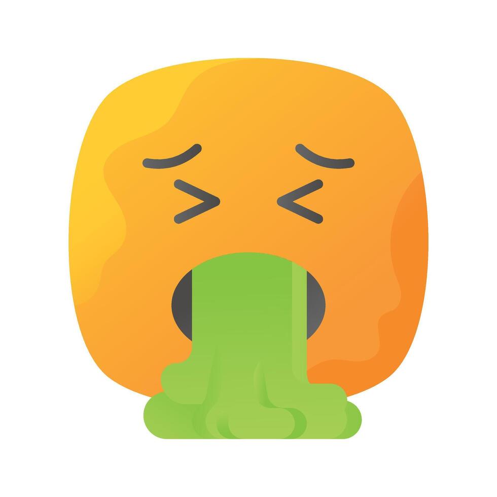 Get your hands on this trendy vomiting emoji icon design vector