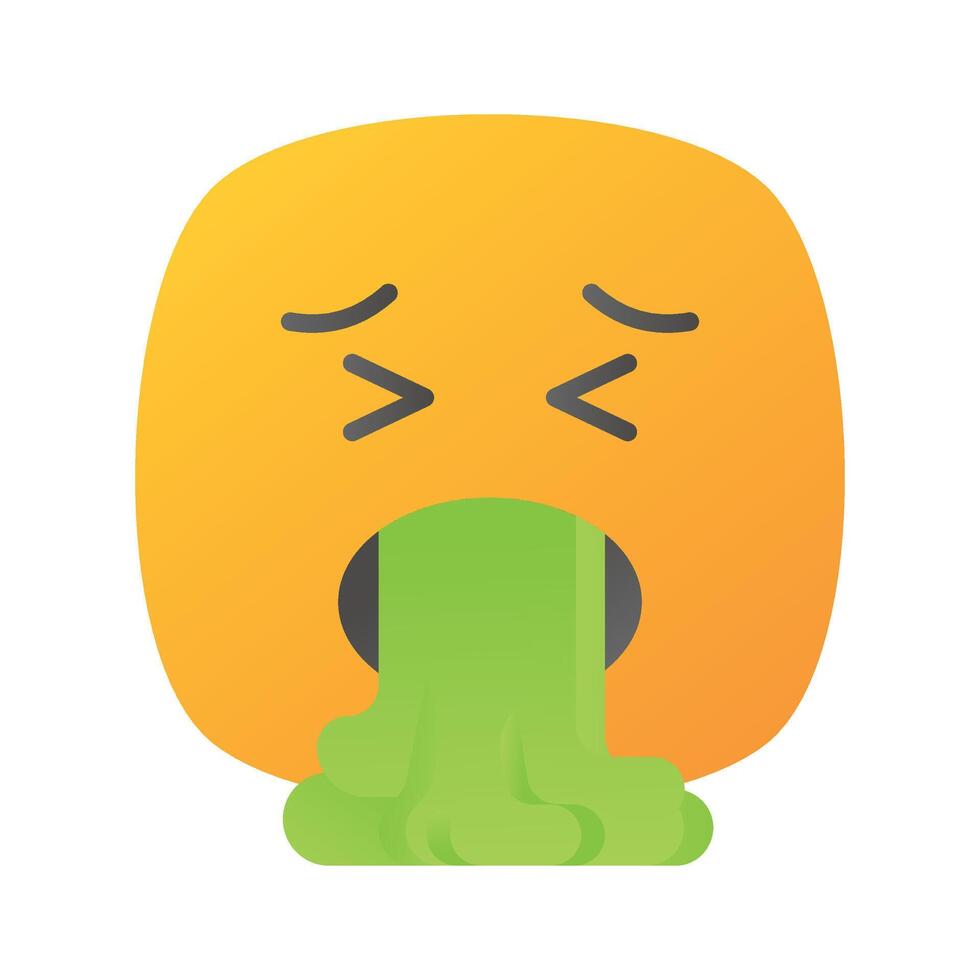 Get your hands on this trendy vomiting emoji icon design vector