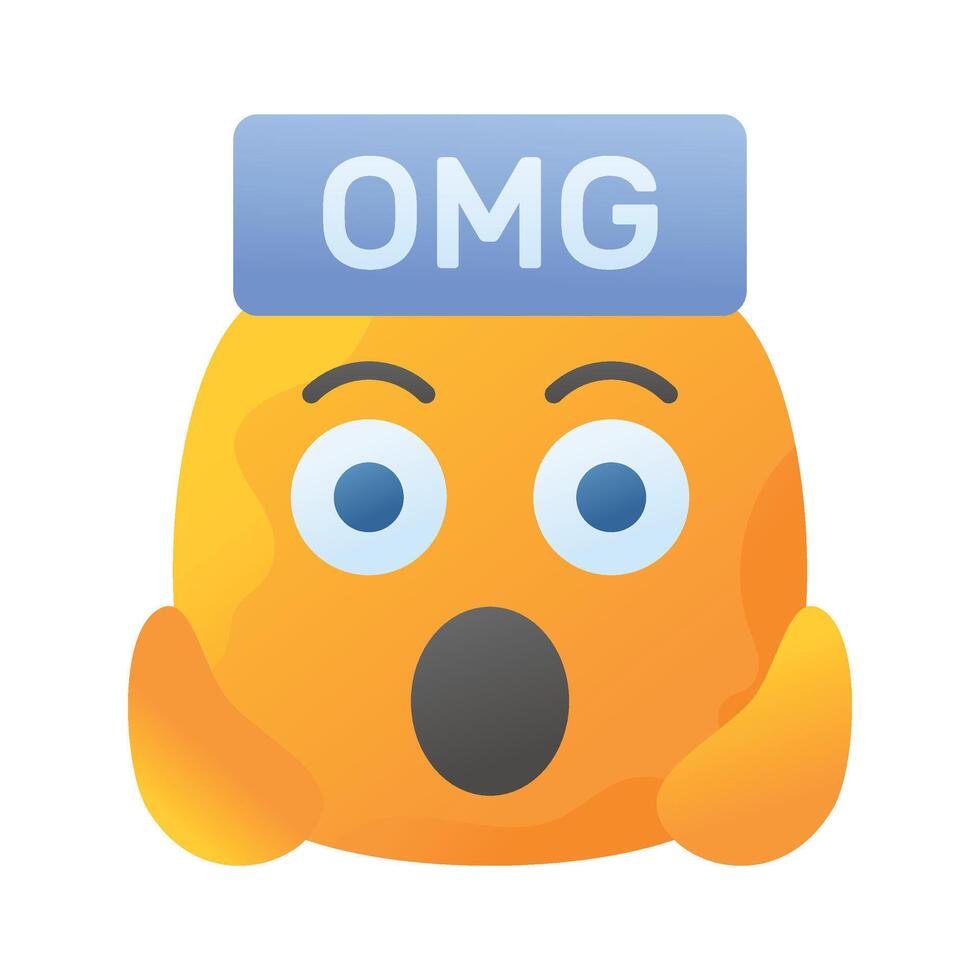 Oh My God expression emoji design, editable vector