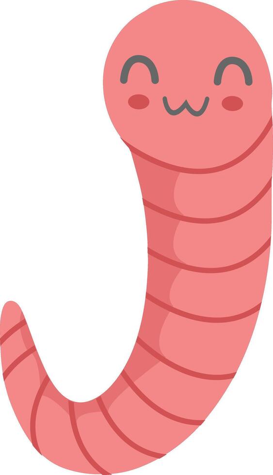 Earthworm Cartoon Character on White Background. Isolated Illustration vector