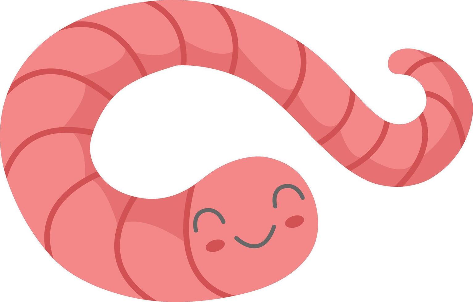 Earthworm Cartoon Character on White Background. Isolated Illustration vector