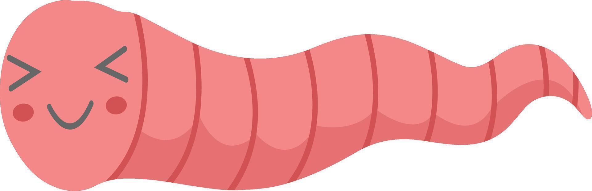 Earthworm Cartoon Character on White Background. Isolated Illustration vector