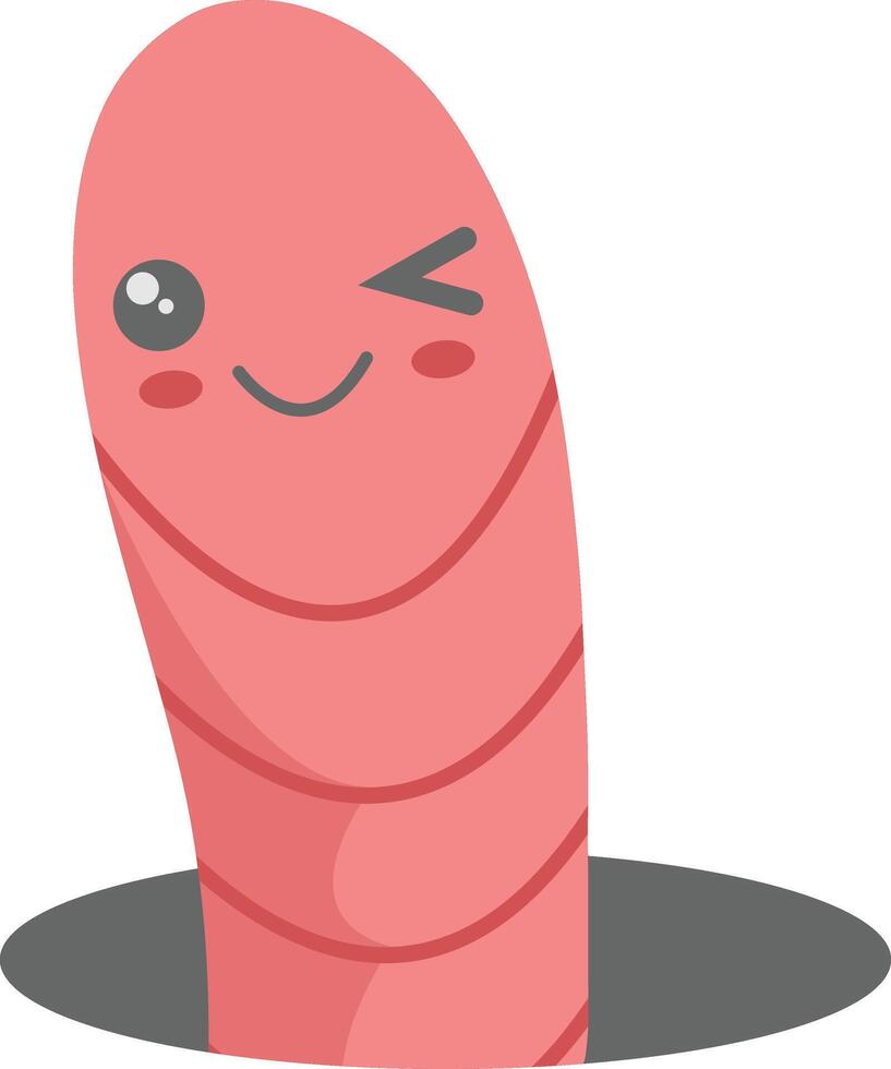 Earthworm Cartoon Character on White Background. Isolated Illustration vector