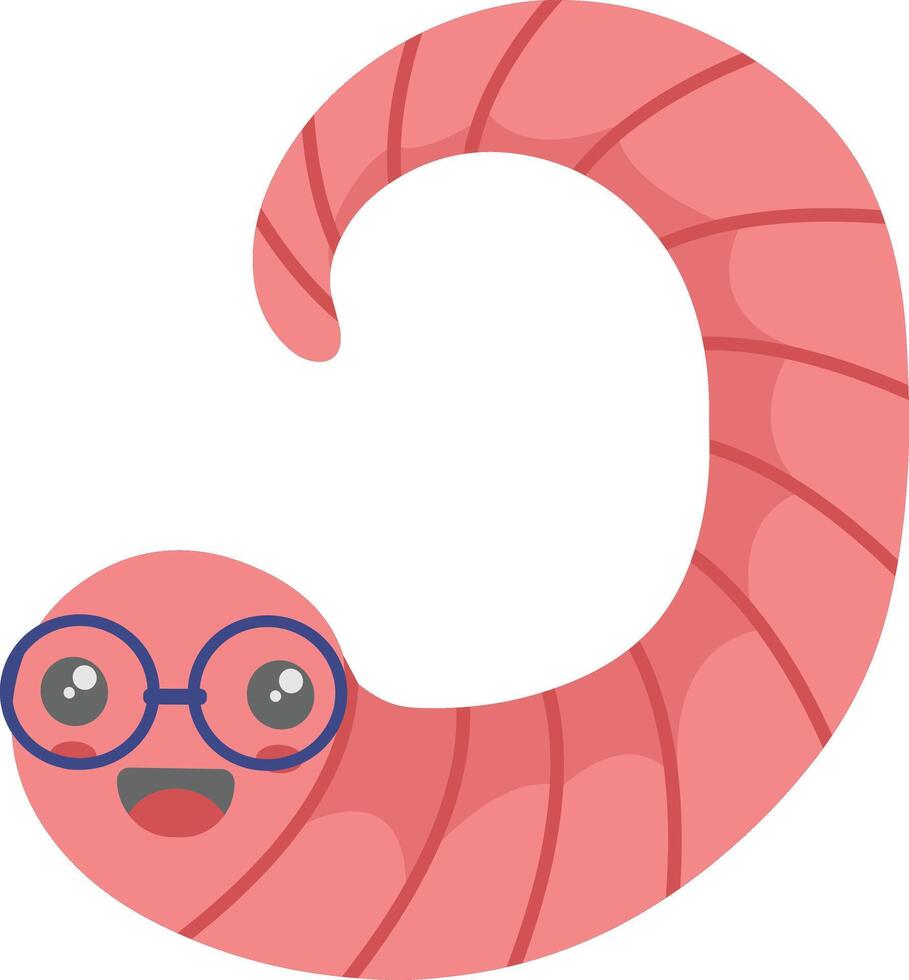 Earthworm Cartoon Character on White Background. Isolated Illustration vector