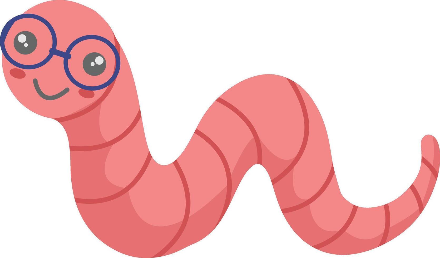 Earthworm Cartoon Character on White Background. Isolated Illustration vector