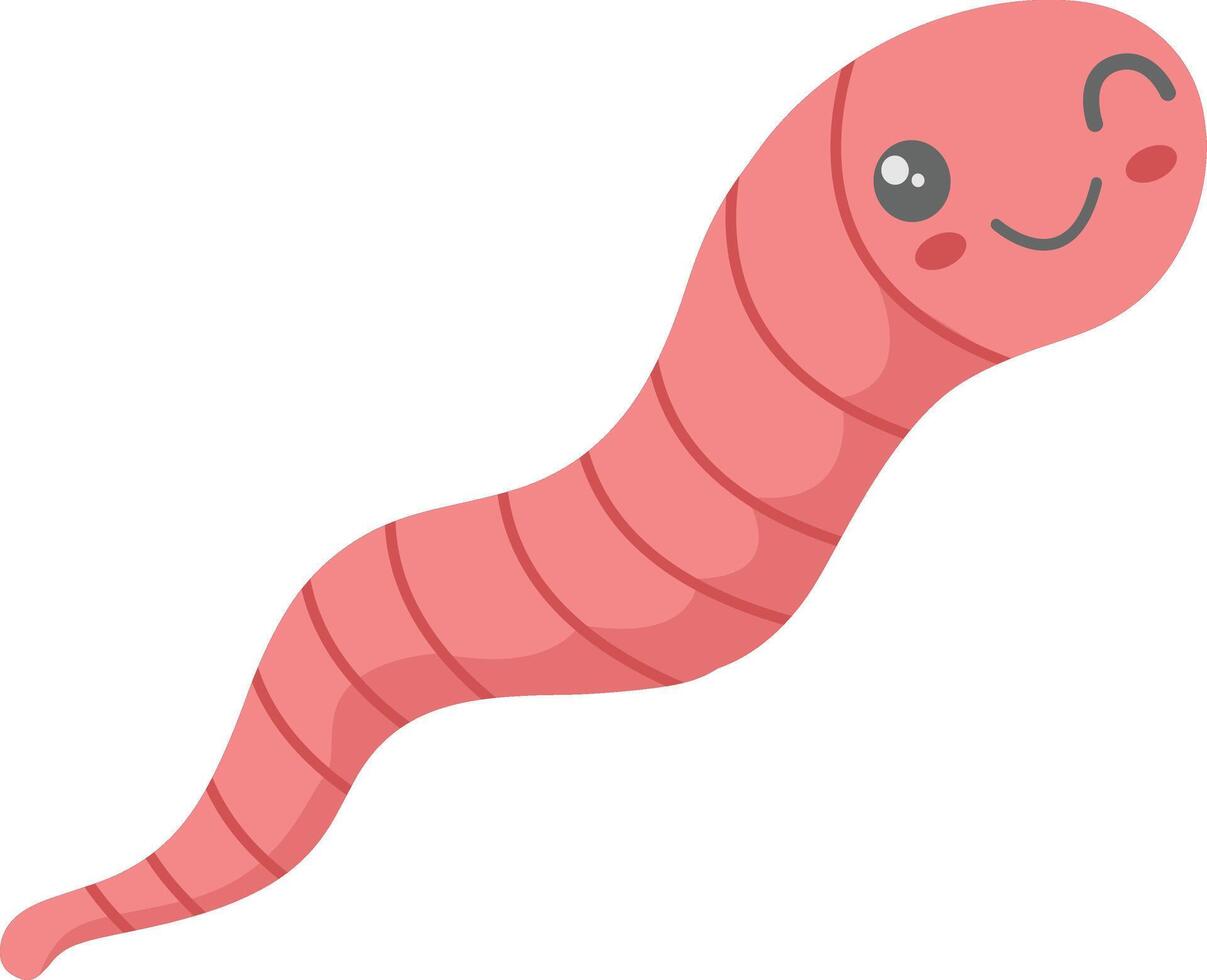 Earthworm Cartoon Character on White Background. Isolated Illustration vector