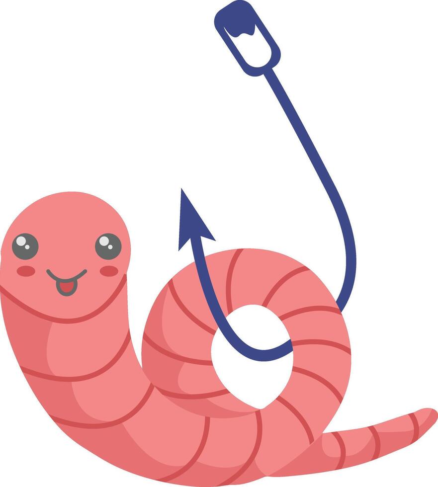 Earthworm Cartoon Character on White Background. Isolated Illustration vector