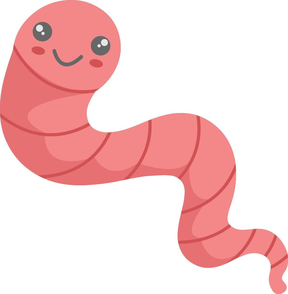 Earthworm Cartoon Character on White Background. Isolated Illustration vector