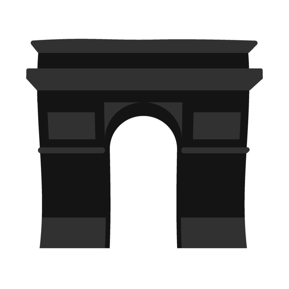 Flat cartoon black Arc de Triomphe icon vector
