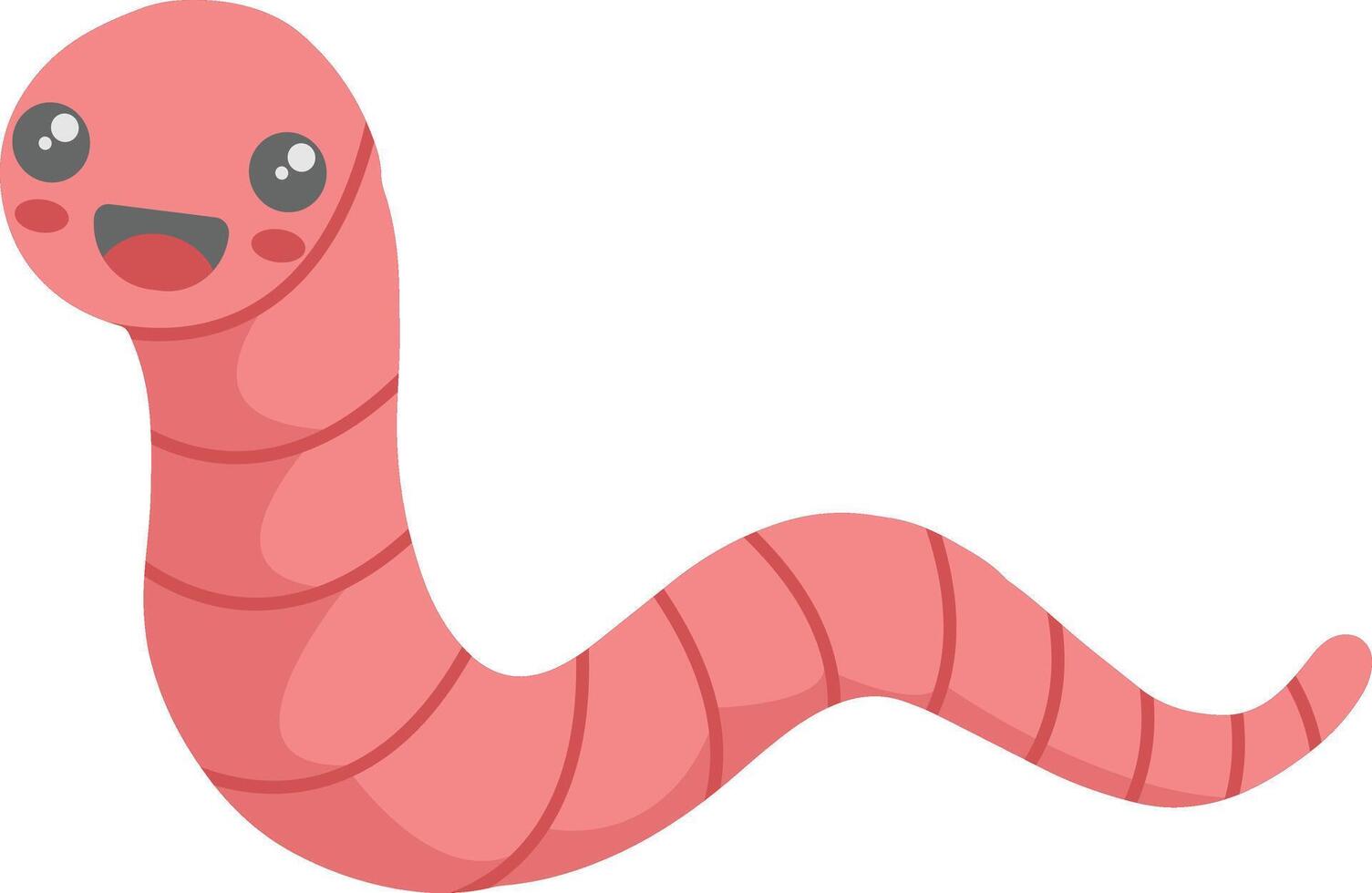 Earthworm Cartoon Character on White Background. Isolated Illustration vector