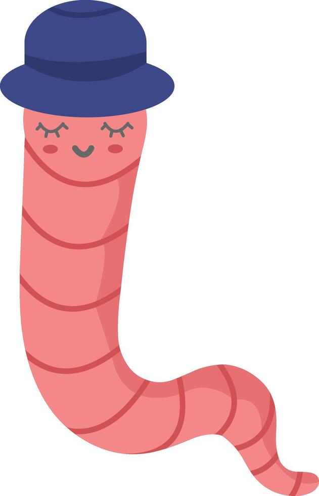 Earthworm Cartoon Character on White Background. Isolated Illustration vector