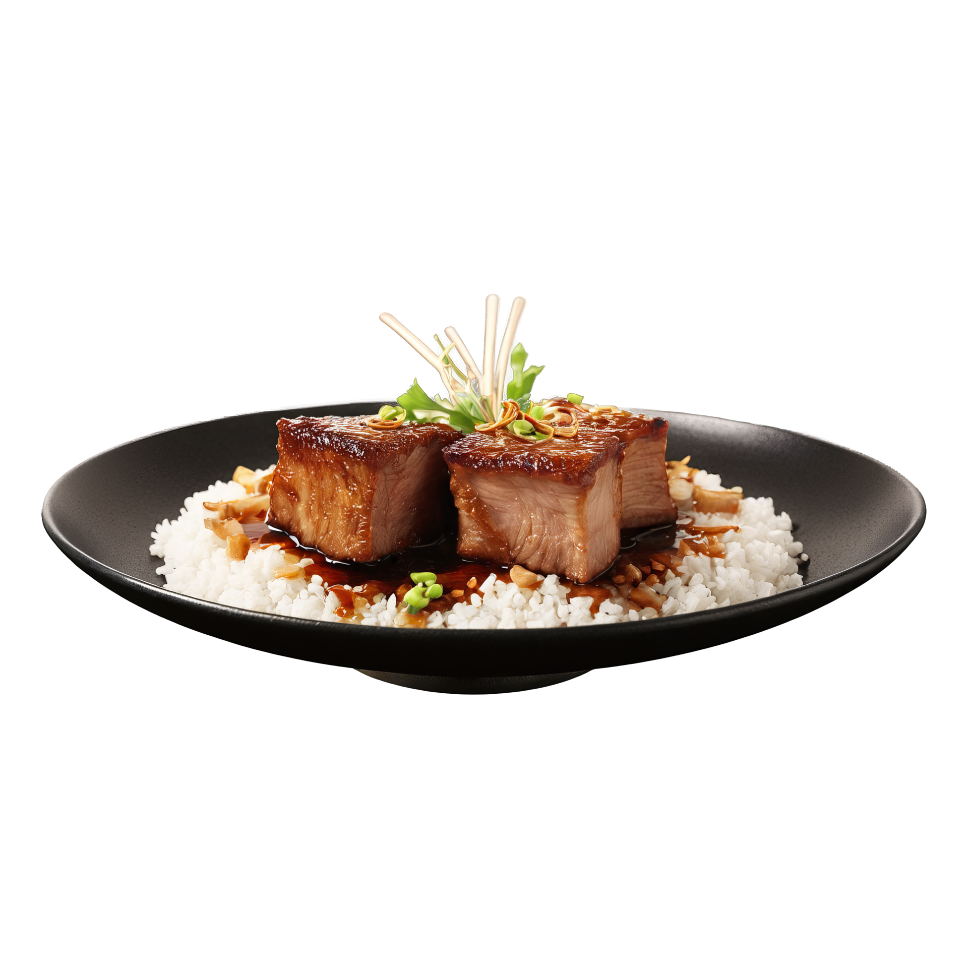 Pork Adobo with braised pork belly soy sauce vinegar and garlic cloves