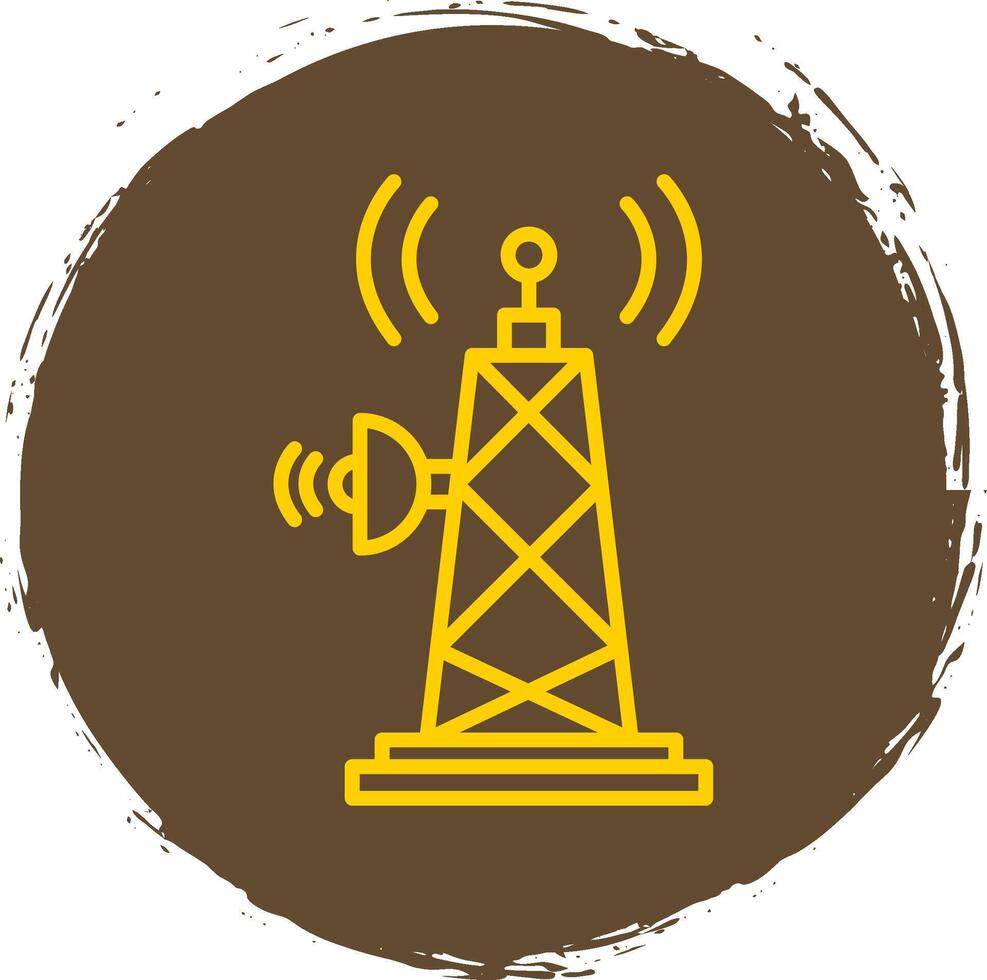 Signal Tower Line Circle Sticker Icon vector