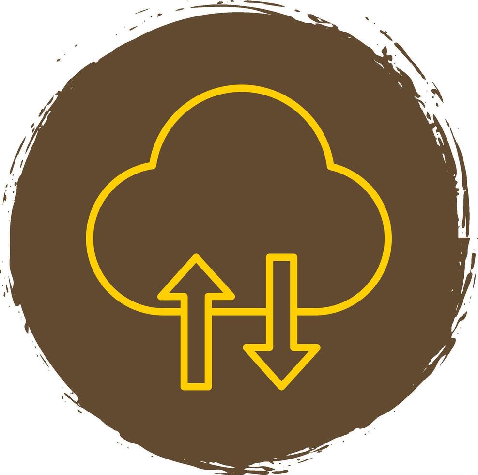 Cloud Data Transfer Line Circle Sticker Icon vector