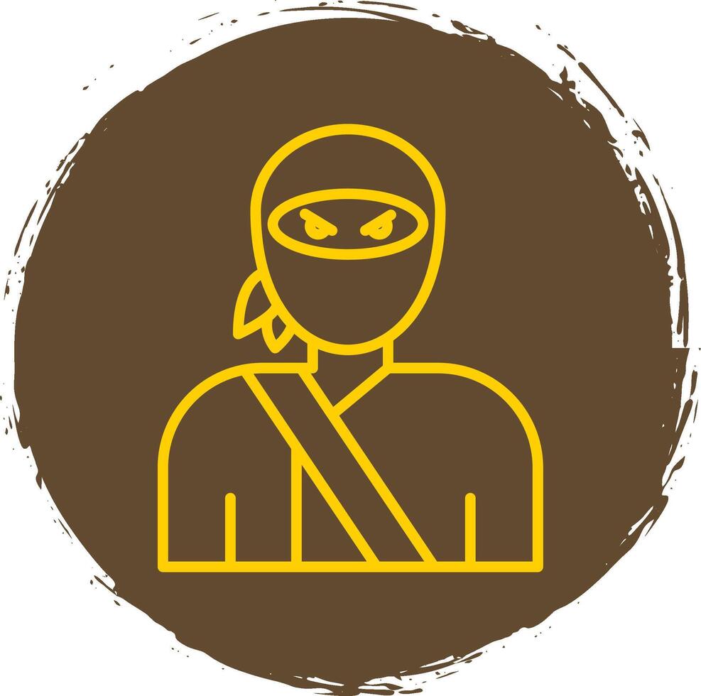 Ninja Line Circle Sticker Icon vector