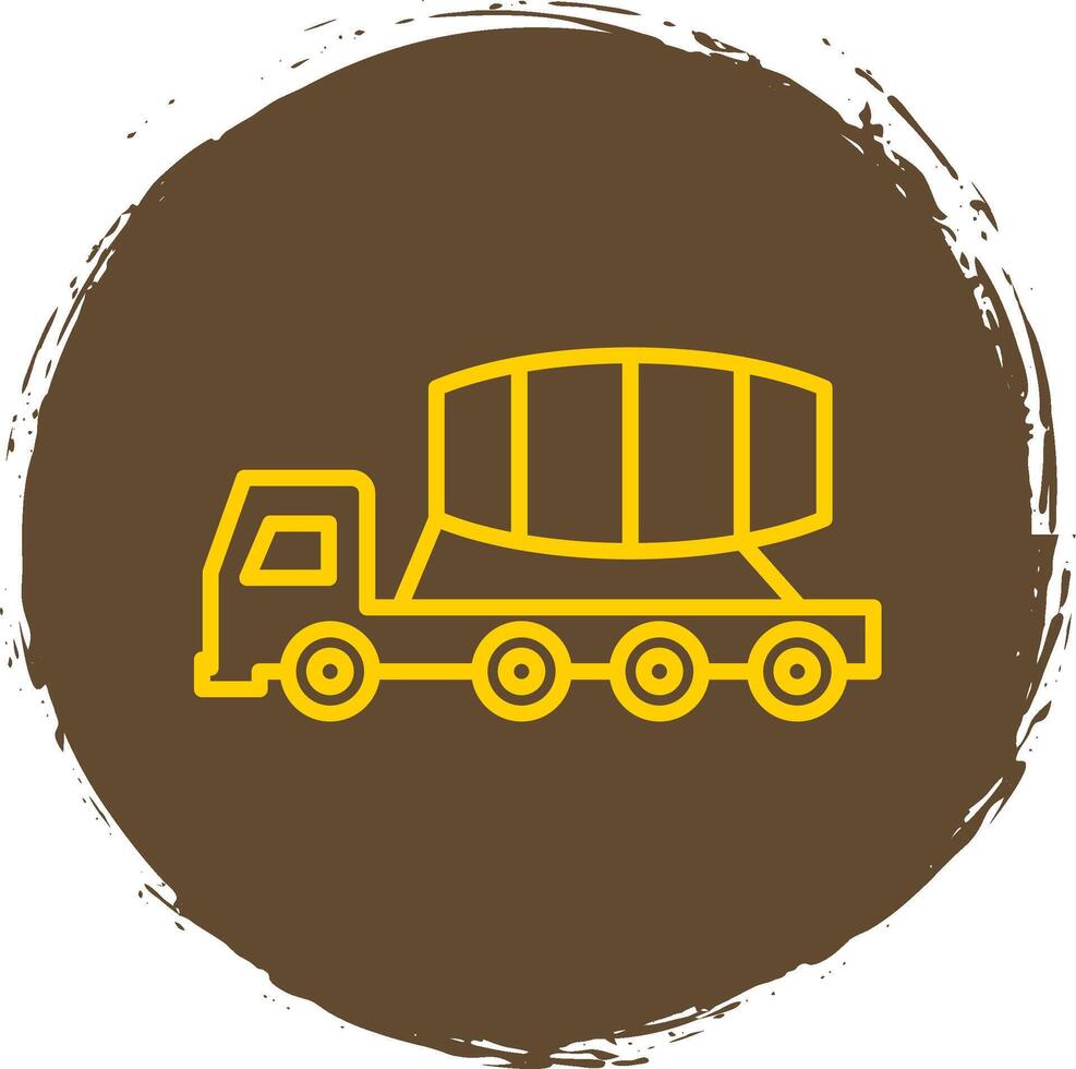 Cement Truck Line Circle Sticker Icon vector