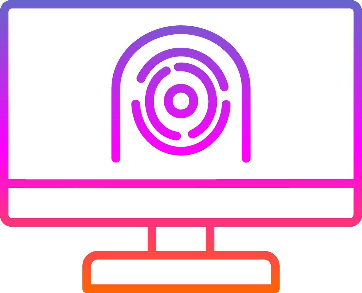 Security Computer Faceprint Line Circle Sticker Icon vector