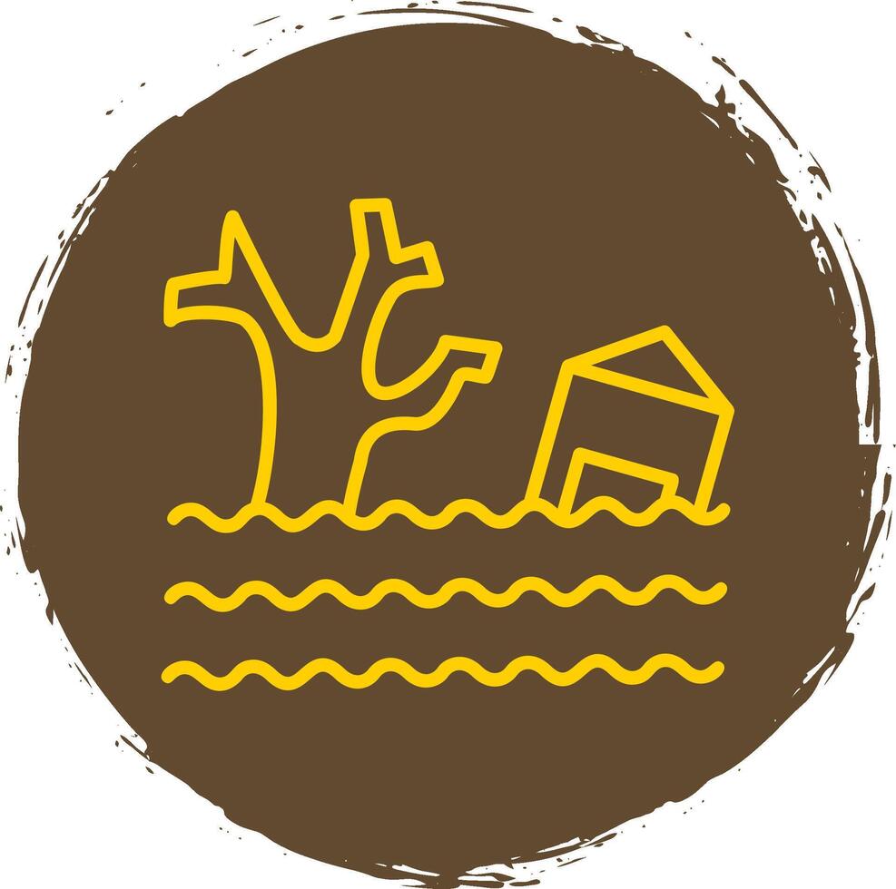 Flood Line Circle Sticker Icon vector