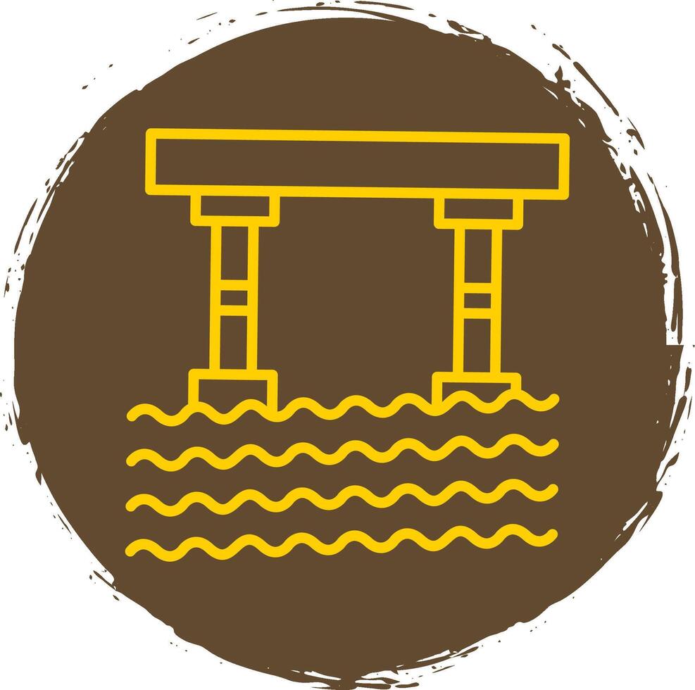 Bridge Line Circle Sticker Icon vector