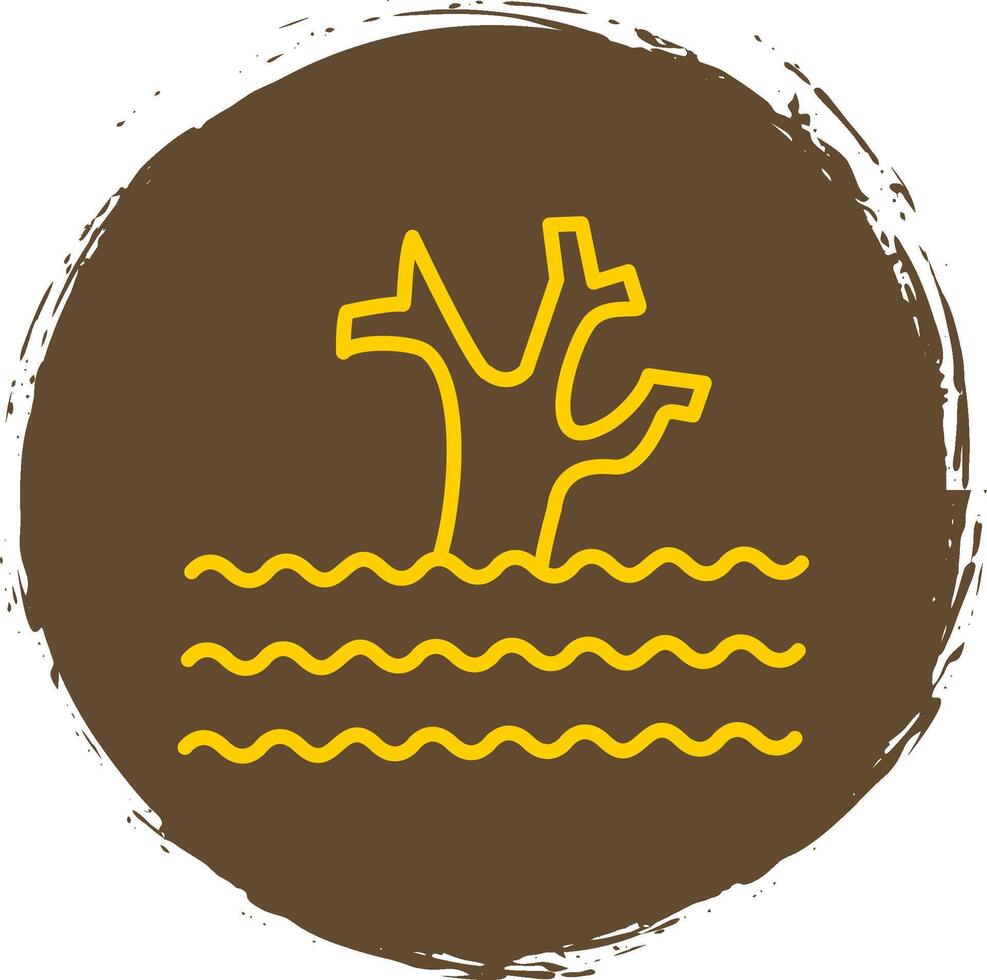 Flood Line Circle Sticker Icon vector