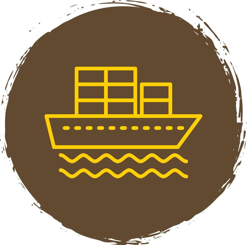 Container Ship Line Circle Sticker Icon vector
