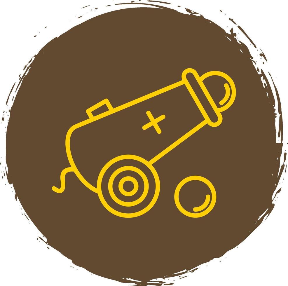 Cannon Line Circle Sticker Icon vector